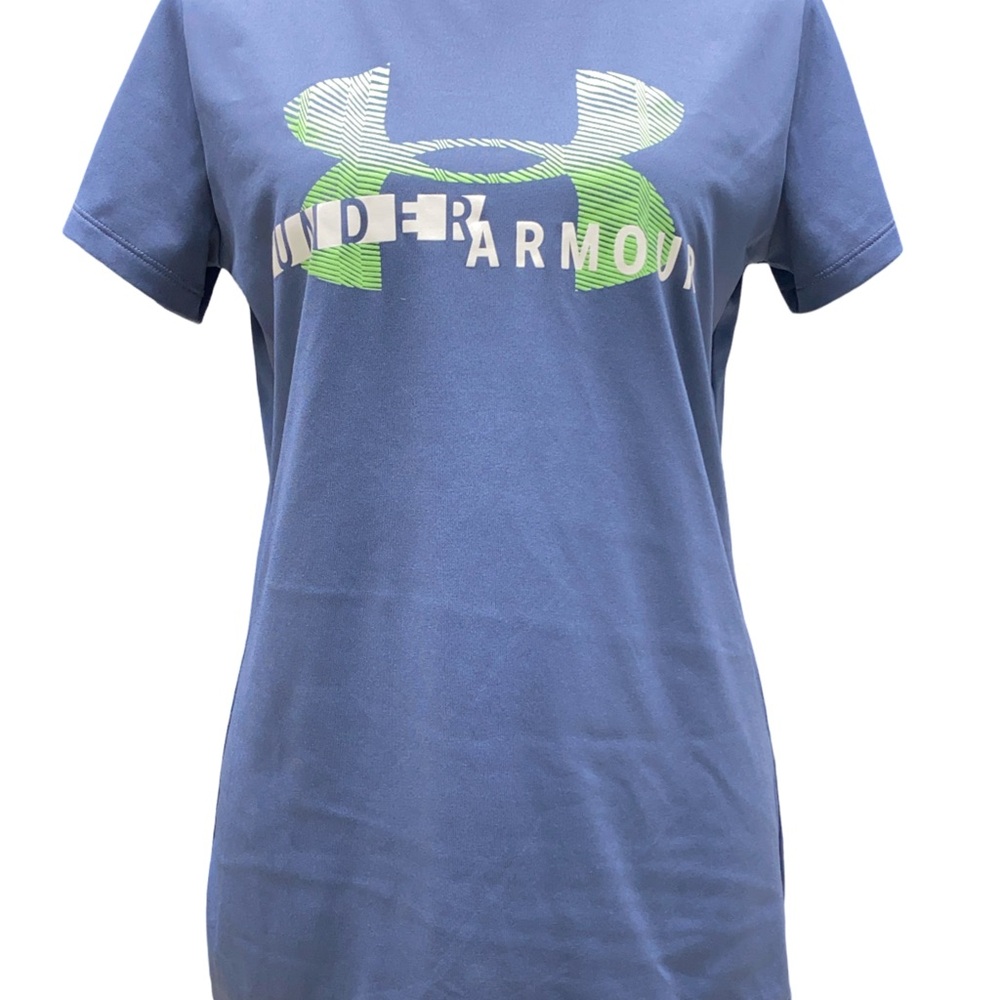 Under Armour heatgear Loose Blue gray  Tee with Green Logo